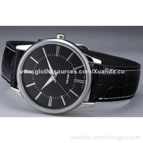Fashion watch, 2014 new fashion black genuine leather for business man